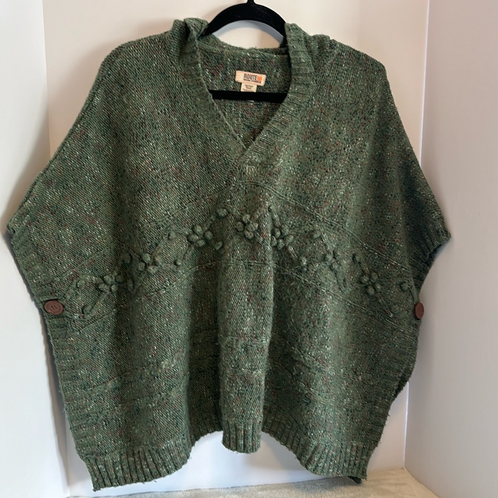 Route 66 Green Poncho Sweater